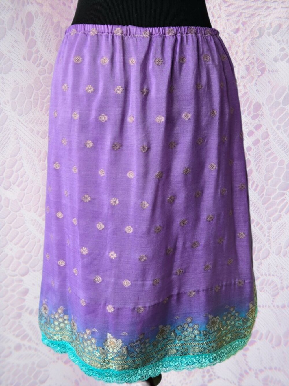 Lavender Skirt Vintage Upcycled Boho Festival Skirt